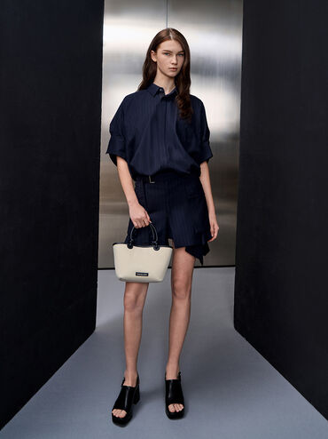 Sabine Canvas Knotted-Handle Tote Bag, Black, hi-res