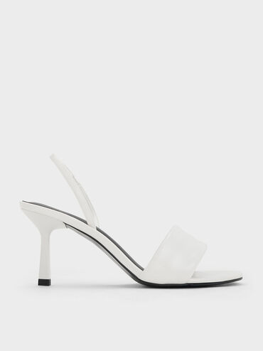 Padded Strap Slingback Pumps, White, hi-res