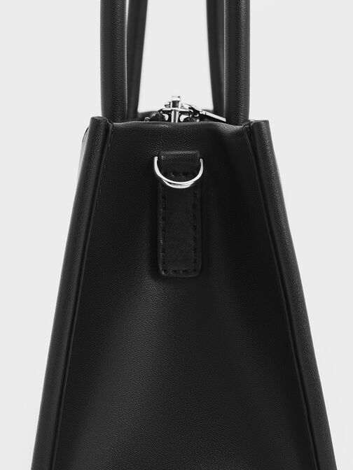 กระเป๋าโท้ทใบเล็กรุ่น Daylla, สีดำอะไหล่สีเงิน, hi-res