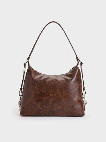 กระเป๋าโฮโบตกแต่งโซ่รุ่น Atwood, สีดิสเทรสด์คอฟฟี่, hi-res