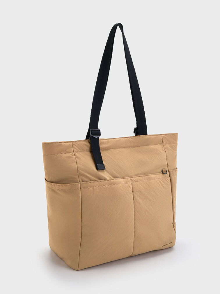Soleil Nylon Tote Bag, Camel, hi-res