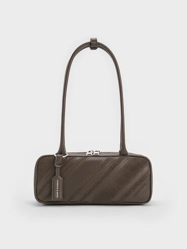 Zeya Striped Shoulder Bag, Dark Moss, hi-res