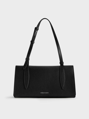 กระเป๋าสะพายไหล่รุ่น Allyn, สีดำอะไหล่สีเงิน, hi-res