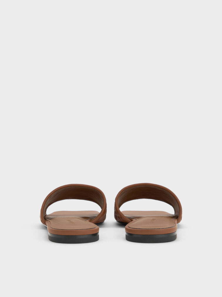 Ivette Woven Slide Sandals, Caramel, hi-res