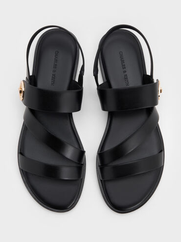 Yara Turn Lock Strappy Sandals, Black, hi-res