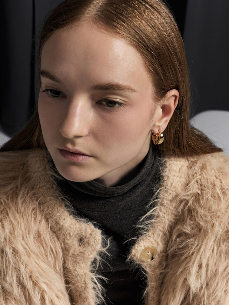 ต่างหูฮักกี้รุ่น Annalise, สีทอง, hi-res