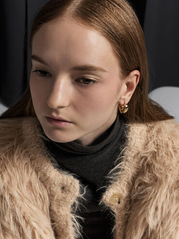 ต่างหูฮักกี้รุ่น Annalise, สีทอง, hi-res