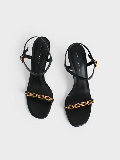 Chain Link Heeled Sandals, , hi-res