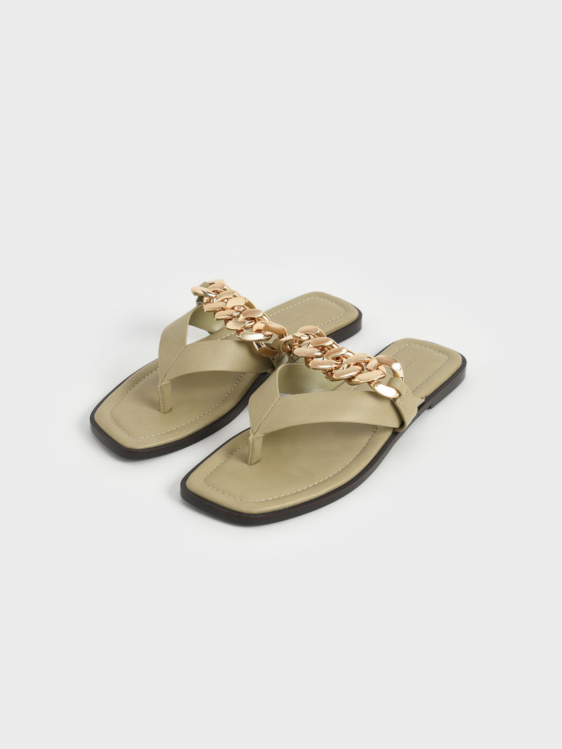 Chain Strap Thong Sandals, Taupe, hi-res