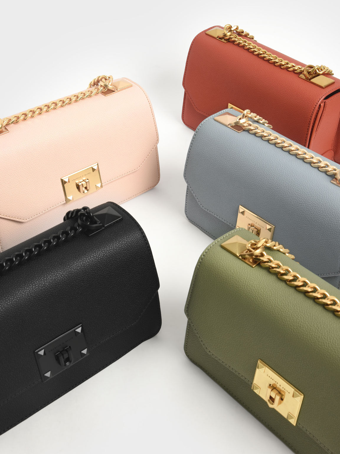 Metal push online lock crossbody bag