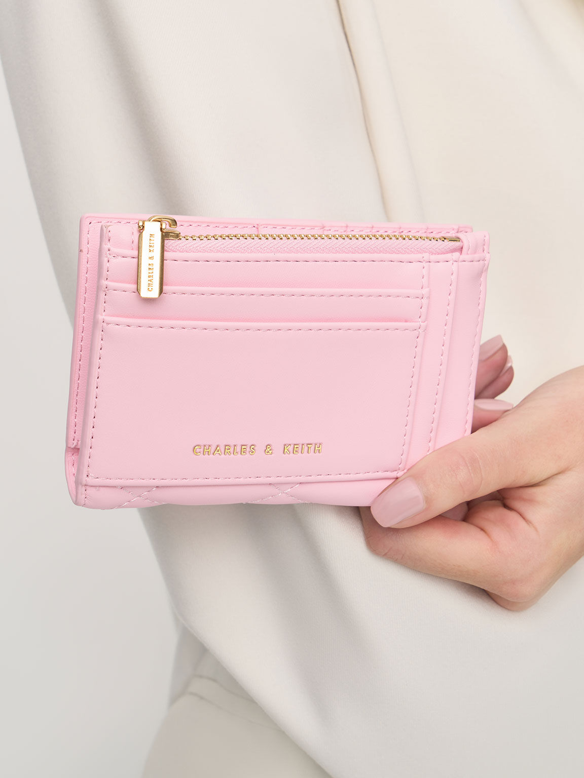 Charles and keith pink wallet online