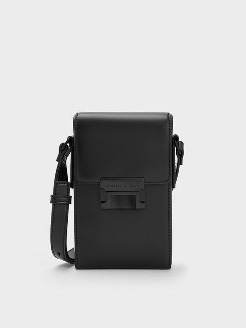 กระเป๋าเพาช์ทรงยาวรุ่น Freida, สีดำ, hi-res