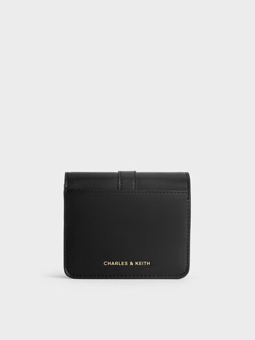 Agatha Chain-Accent Card Holder, Black, hi-res