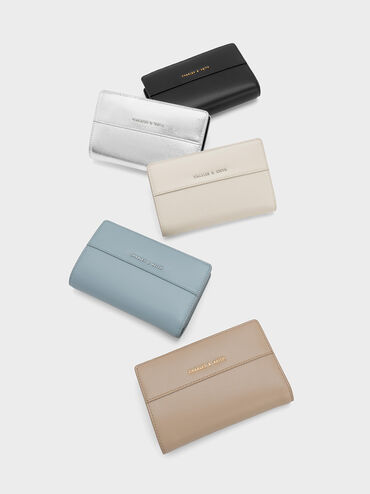 Cadence Metallic Top-Zip Wallet, Silver, hi-res