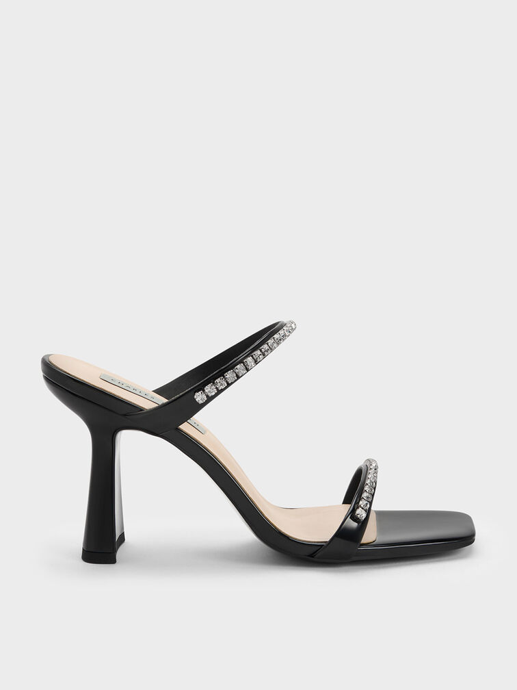 Patent Gem-Encrusted Heeled Sandals, , hi-res