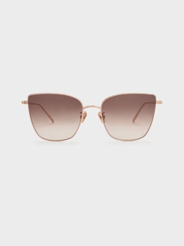 Livonia Crystal Square Sunglasses, Rose Gold, hi-res