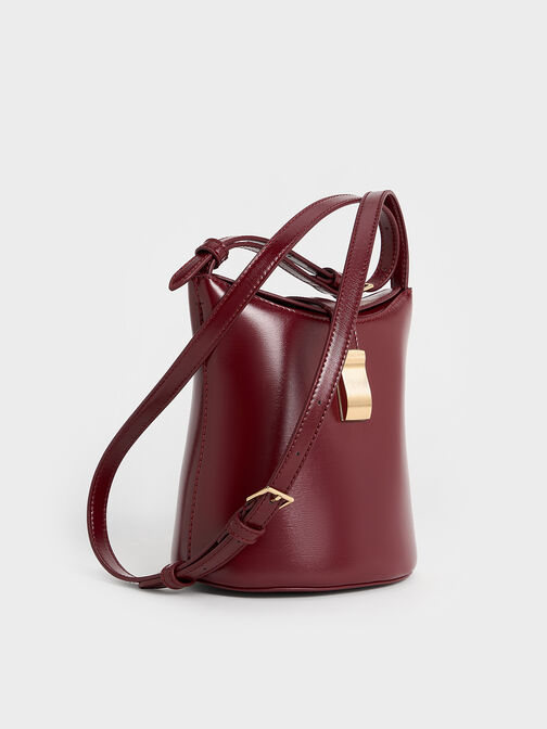 Wisteria Belted Bucket Bag, Burgundy, hi-res
