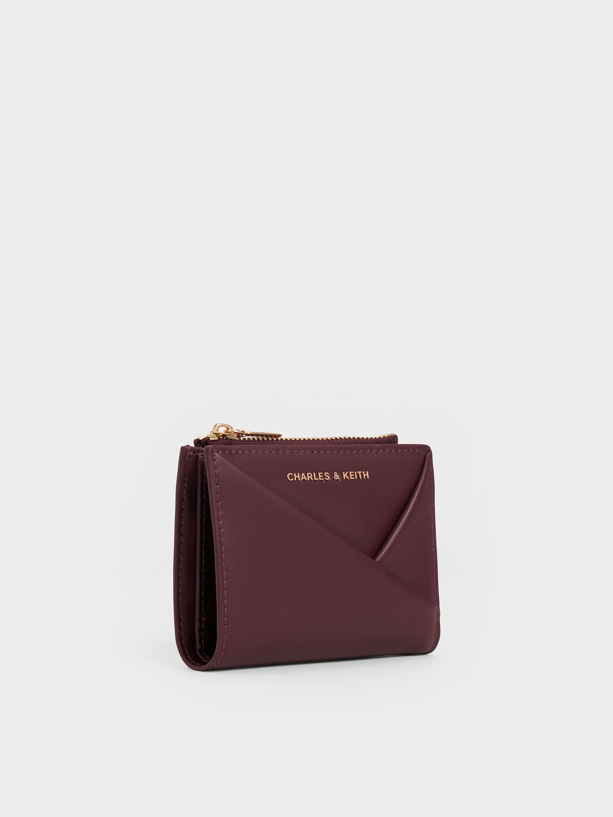 Wineberry Red Midori Geometric Top-Zip Wallet - CHARLES