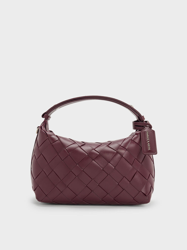 Ivette Woven Shoulder Bag, Wineberry Red, hi-res