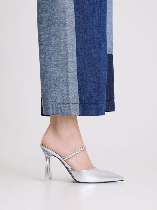 Gem Strap Metallic Mules, , hi-res