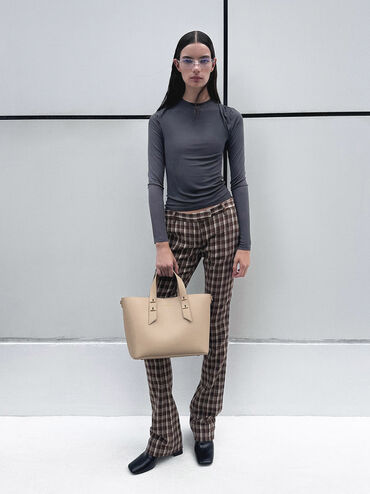 กระเป๋าโท้ทรุ่น Shania, สีดัสเต็ดโอ๊ต, hi-res