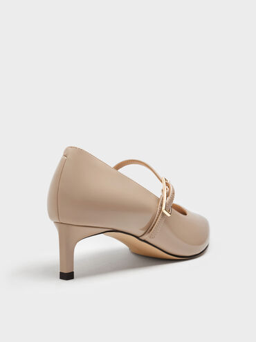 Luciana Patent Kitten-Heel Mary Jane Pumps, Taupe, hi-res