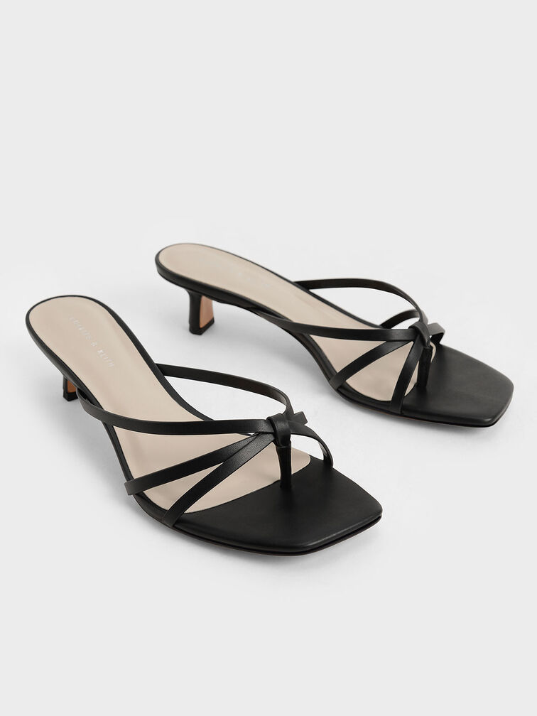 Strappy Heeled Toe-Loop Sandals, , hi-res