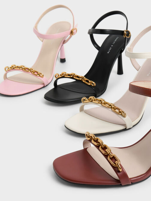 Chain Link Heeled Sandals, , hi-res