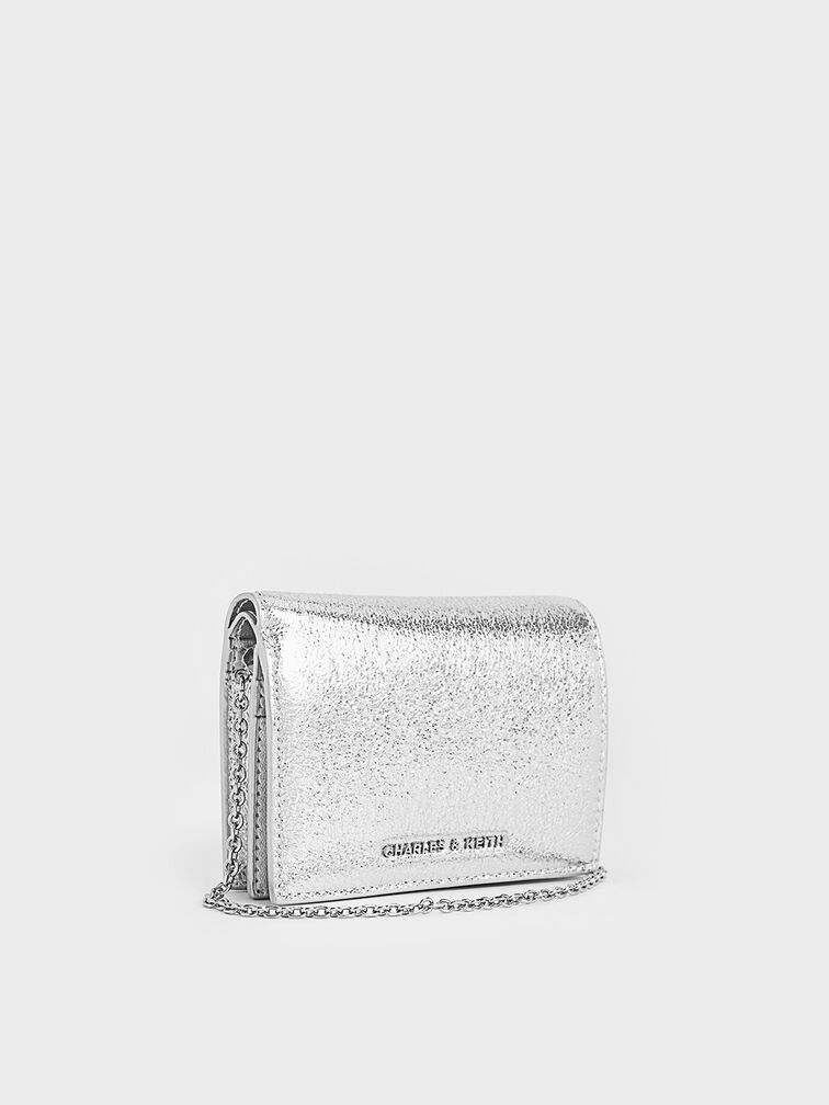 Cassia Metallic Card Holder, Silver, hi-res