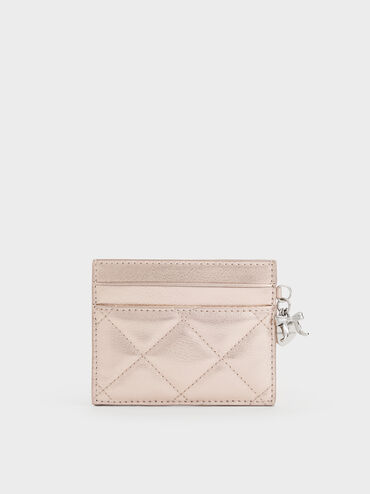 Arrietty Metallic Quilted Card Holder, Rose Gold, hi-res