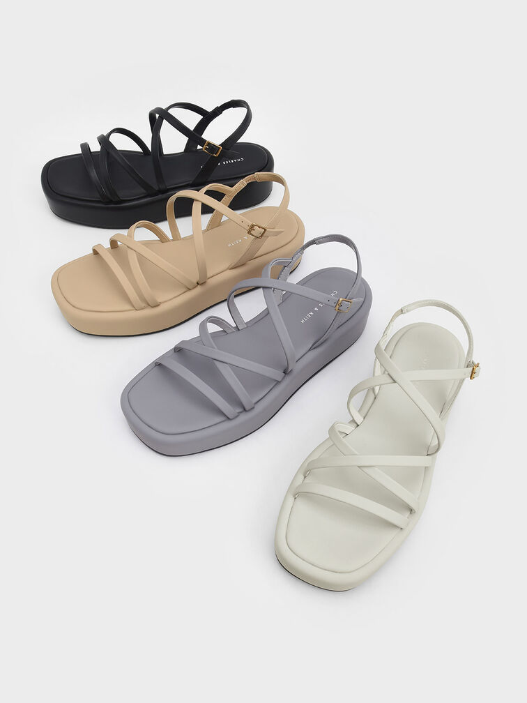 Strappy Padded Flatforms, , hi-res