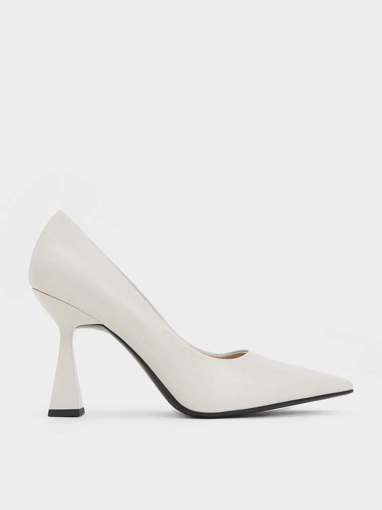 Trapeze Heel Pointed-Toe Pumps, Chalk, hi-res