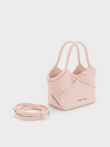 Hazel Bow Tubular Top Handle Bag, Soft Pink, hi-res