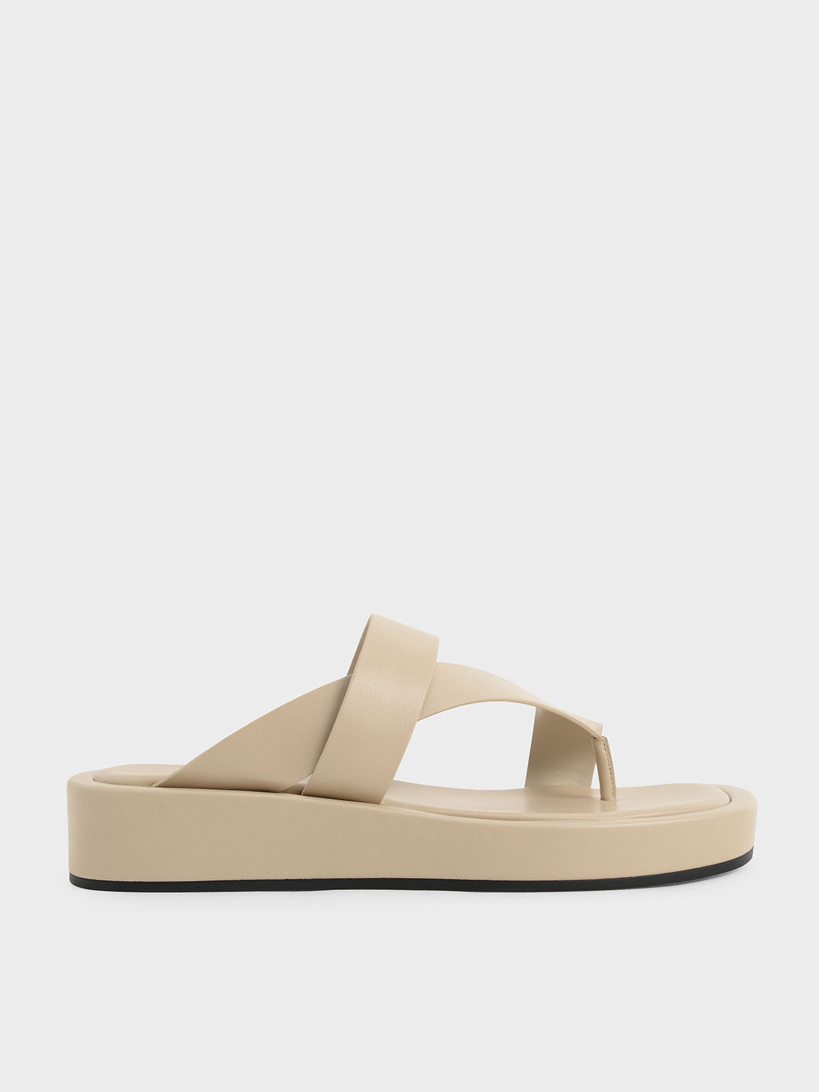 Beige Toe Loop Platform Sandals CHARLES KEITH TH