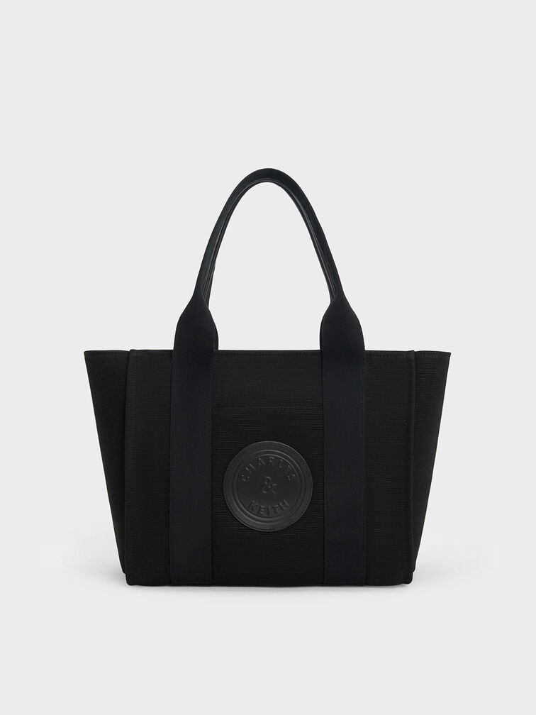 Large Kay Canvas Tote Bag, สีดำ, hi-res