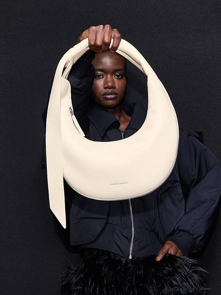 Mini Toni Knotted Crescent Hobo Bag, Chalk, hi-res