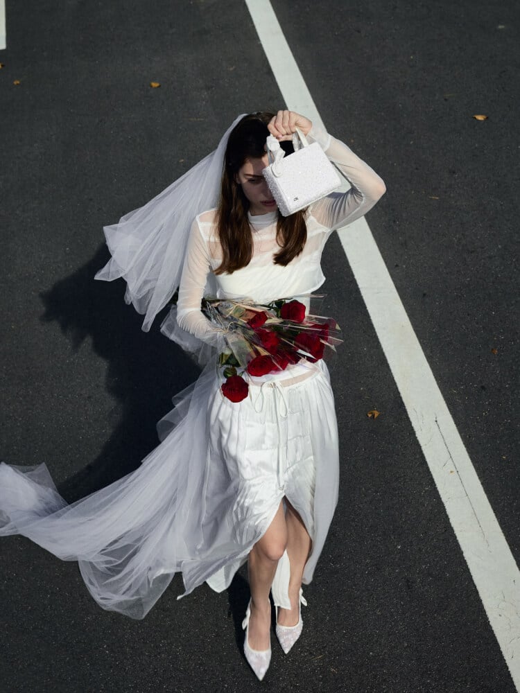 Women’s white Albany embroidered-mesh beaded mini bag - CHARLES & KEITH