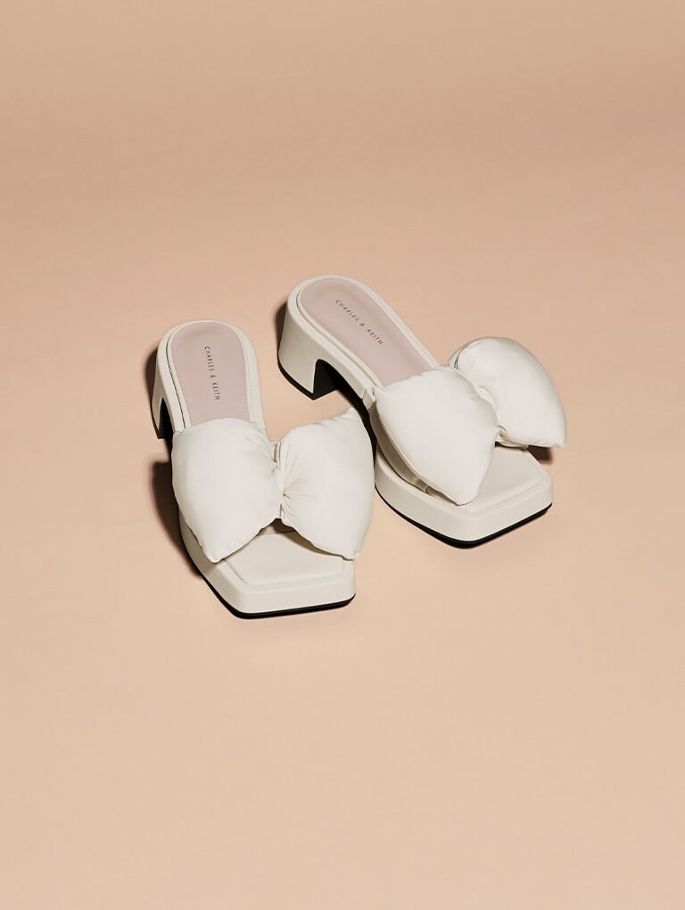 Women’s puffy bow heeled mules - CHARLES & KEITH