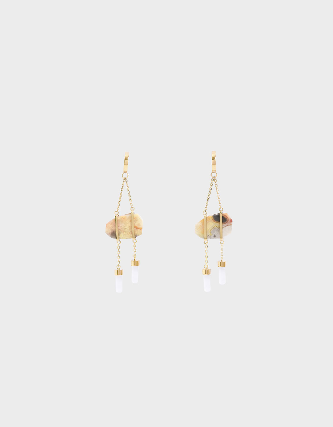 Women’s gold Crazy Agate stone earrings