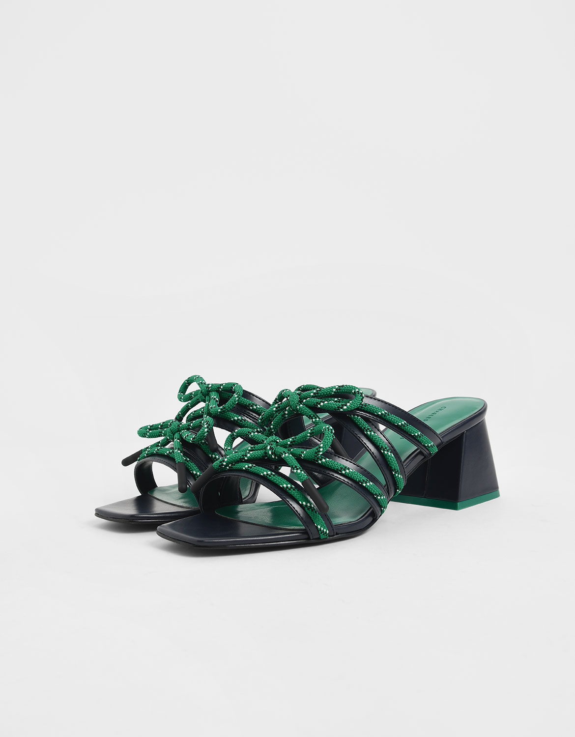 Women’s nylon lace strap slide sandals in dark blue