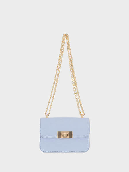 Alia Chain-Strap Snake Print Crossbody Bag
