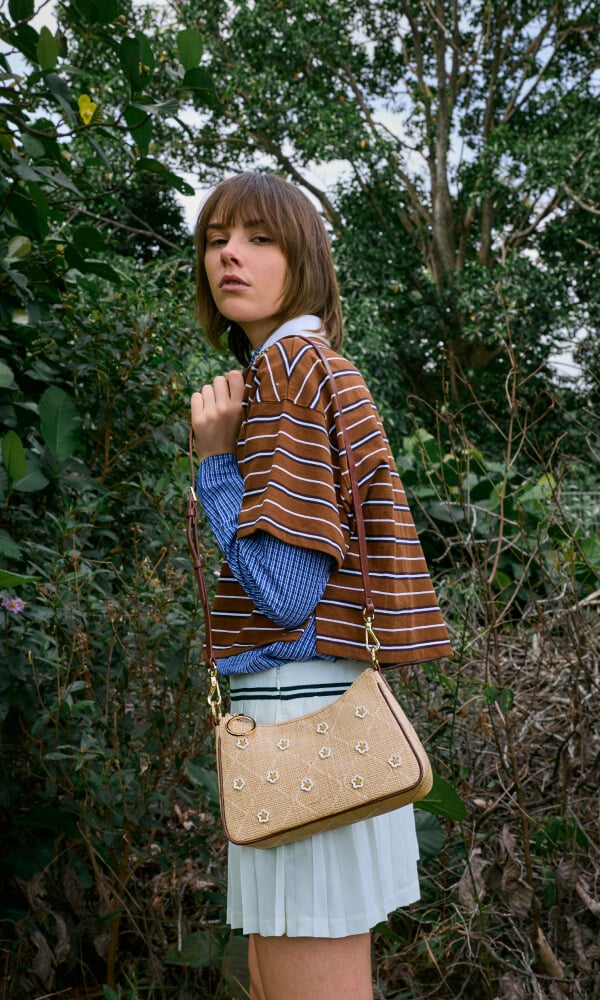 Beige Philomena Raffia Flower Crossbody Bag - CHARLES & KEITH