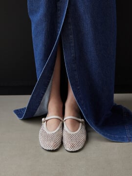 Women’s Maggie mesh crystal-embellished Mary Janes in white – CHARLES & KEITH