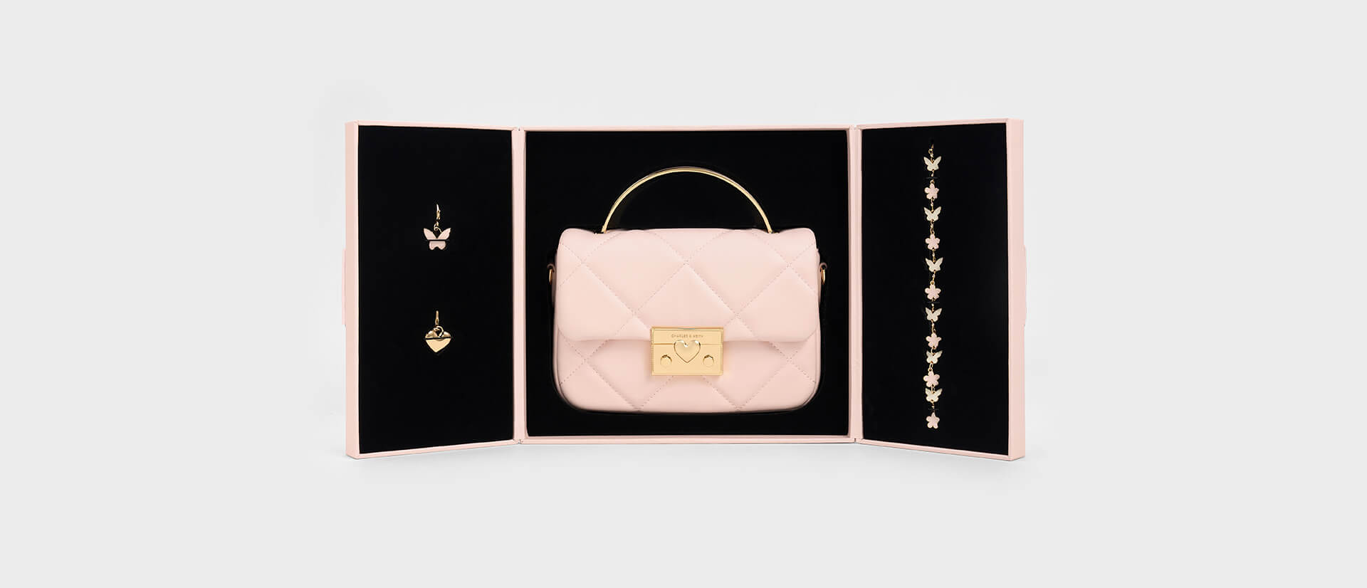 Women’s Quilted Box Top Handle Bag in pink – CHARLES & KEITH