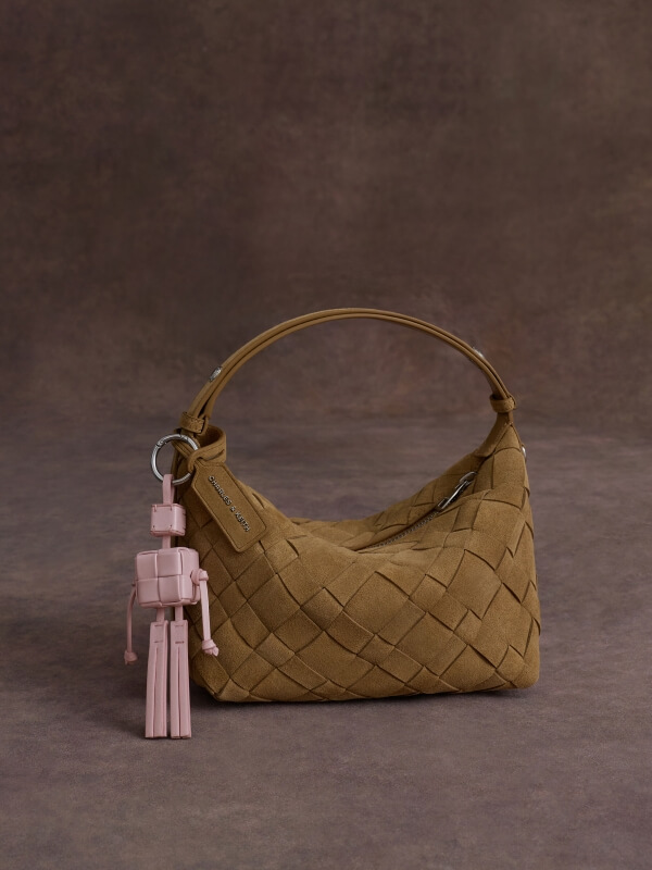 Women’s Ivette recycled suede woven shoulder bag - CHARLES & KEITH