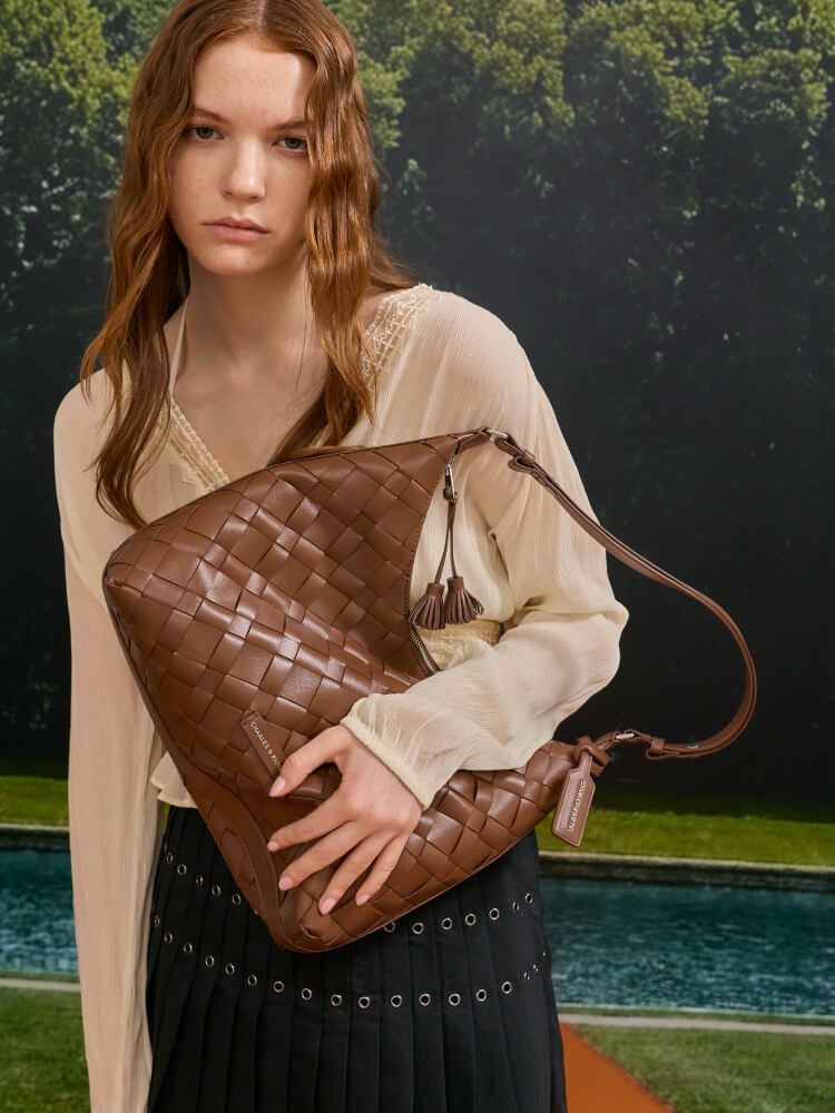 Women’s Ivette woven tassel hobo bag - CHARLES & KEITH