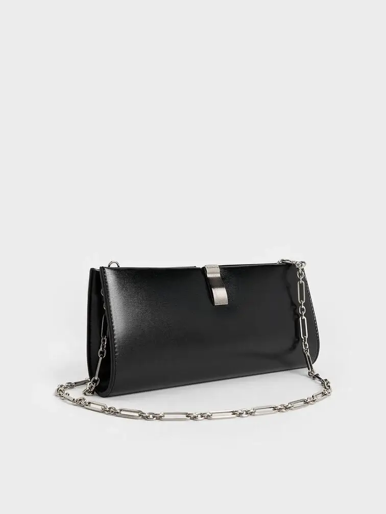 Women’s Wisteria metallic-accent clutch in noir - CHARLES & KEITH