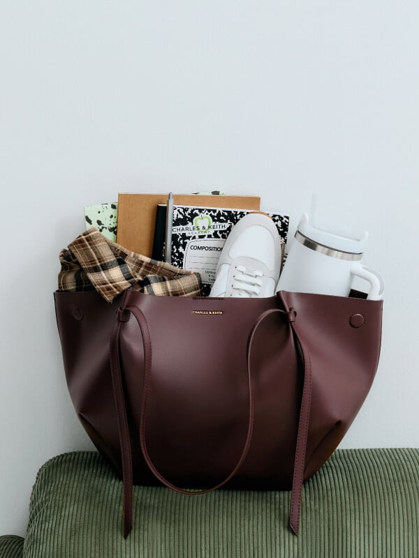 Women's Wineberry Red XL Calla Tote Bag - CHARLES & KEITH