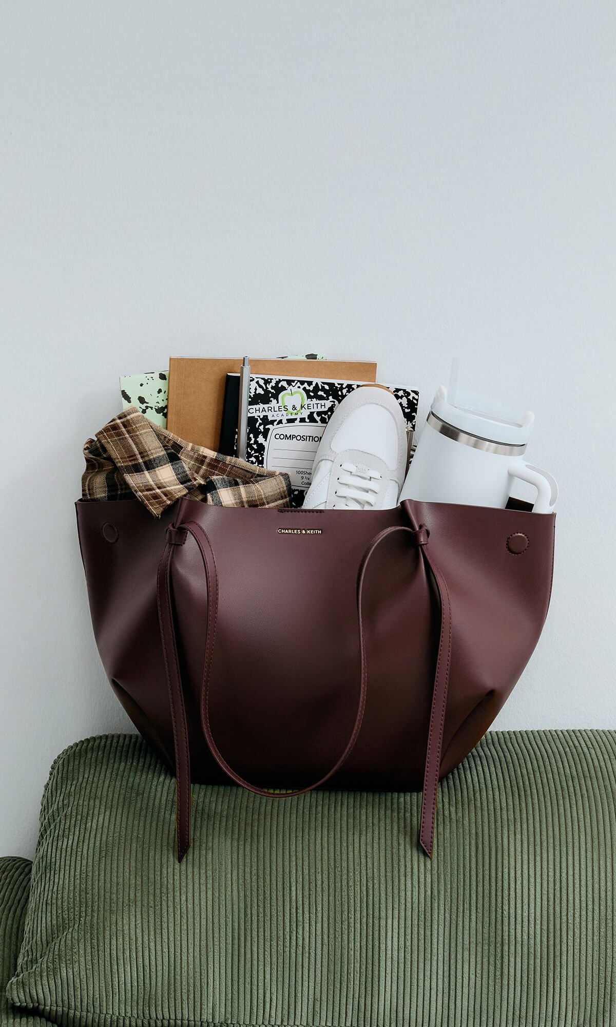 Women’s wineberry red XL Calla tote bag - CHARLES & KEITH