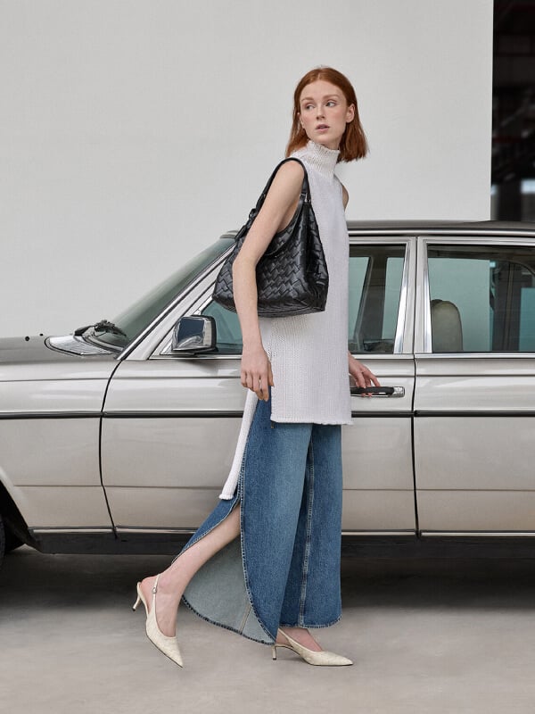Women’s Ivette woven tote bag and Ivette woven pointed-toe slingback pumps – CHARLES & KEITH TH